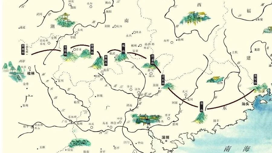 Map of the Passage I (south mountains. Classic of Mountains and Seas)